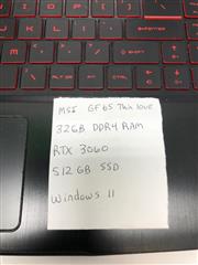 MSI COMPUTER LAPTOP GF65 10UE I5 32GB RAM RTX 3060 512GB SSD